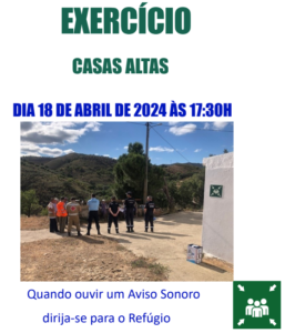 Exercício de evacuação no aglomerado das Casas Altas – Freguesia de Santa Catarina da Fonte do Bispo – 18 de abril